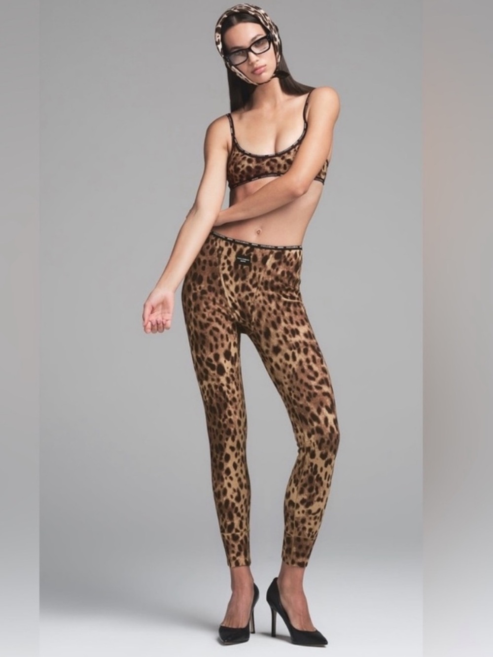 DOLCE&GABBANA X SKIMS COTTON RIB LEGGING LIMITED EDITION: LEOPARD MEDIUM